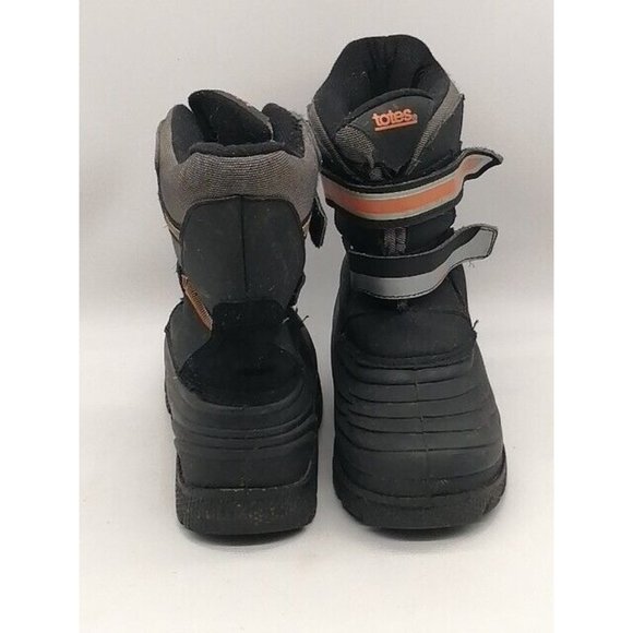 Totes Womens Snow Boots Black Leather Ankle Fleece Lined Pull On‎ Hook Loop 5 - Picture 3 of 11